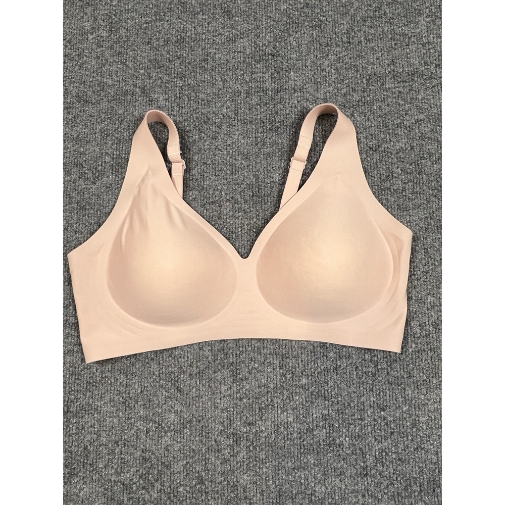 SHECURVE Supportive Wireless Deep-V Bra, Size Large Light Pink She Curve